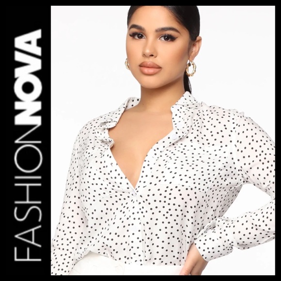 NWT Fashion Nova You Better Work Dot Shirt - Picture 2 of 8